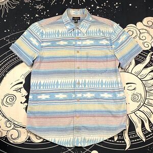 CPO Provisions Shirt Men's S Blue Aztec Button Up Southwestern Workwear Utility
